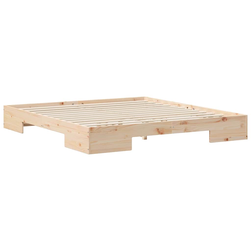 Struttura letto a terra Marrone Legno di pino massello
