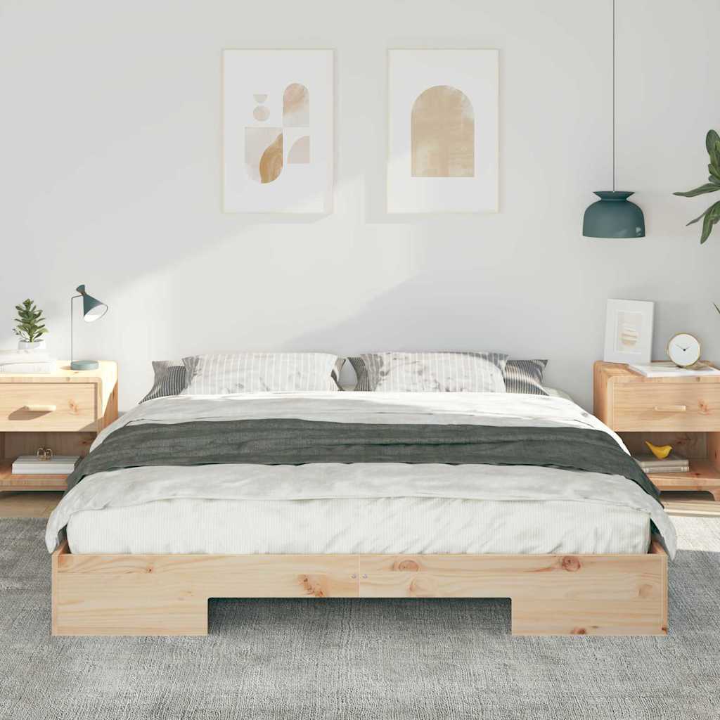 Struttura letto a terra Marrone Legno di pino massello