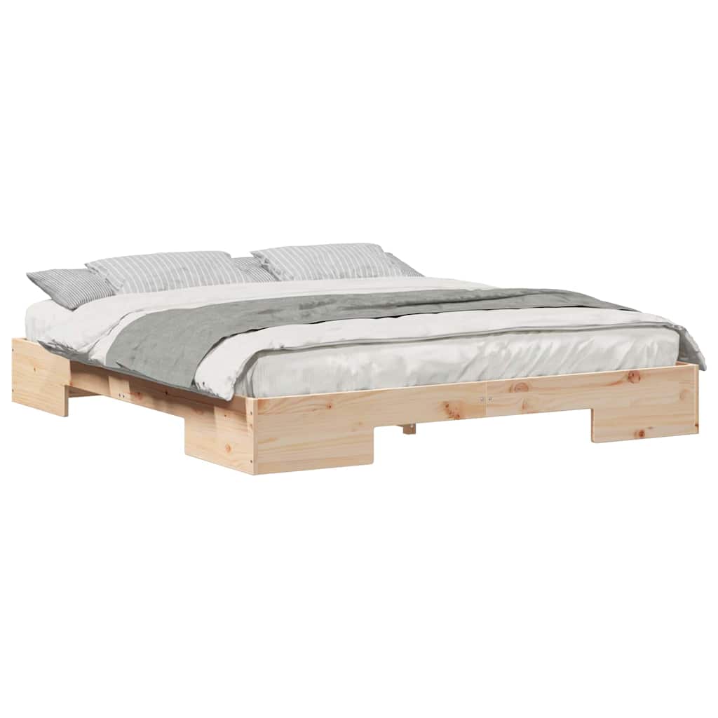 Struttura letto a terra Marrone Legno di pino massello