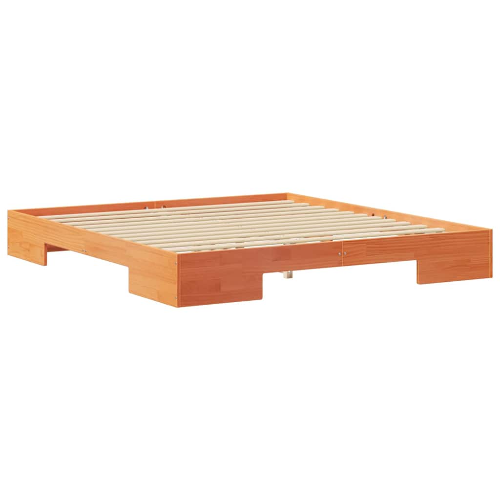 Struttura letto a terra Marrone Legno di pino massello