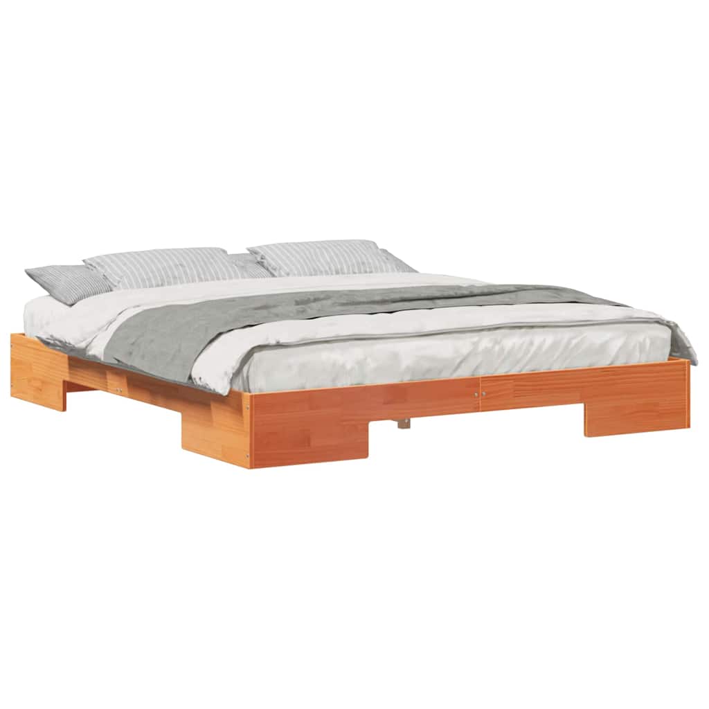 Struttura letto a terra Marrone Legno di pino massello