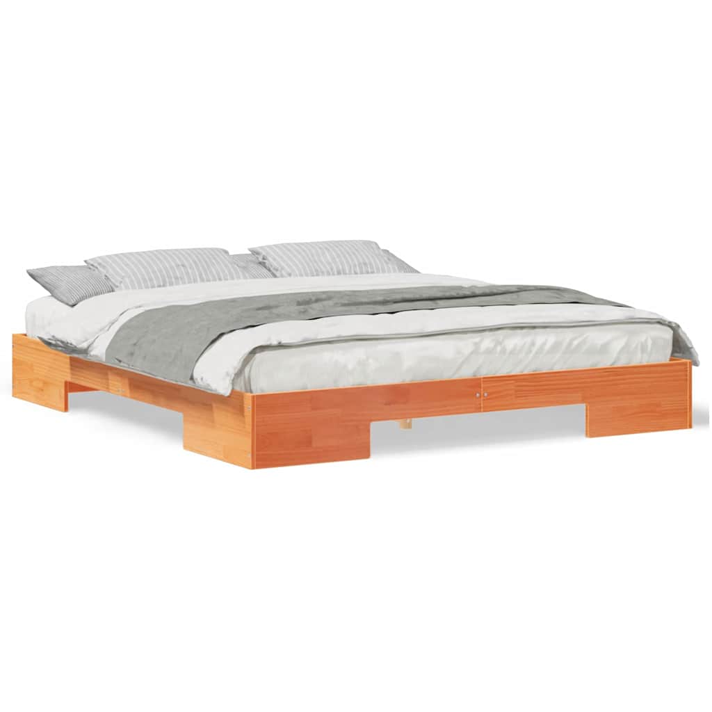 Struttura letto a terra Marrone Legno di pino massello