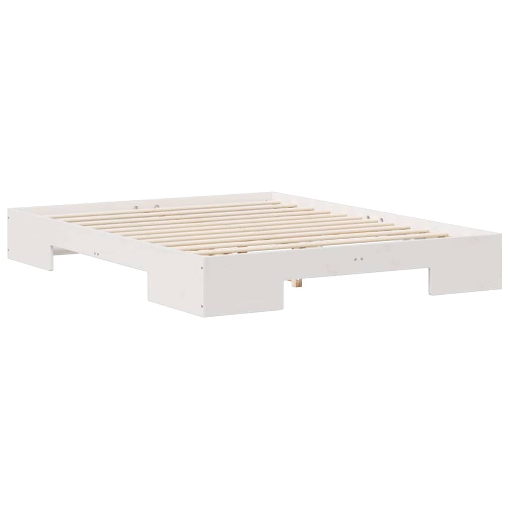 Struttura letto a terra Bianco Legno di pino massello