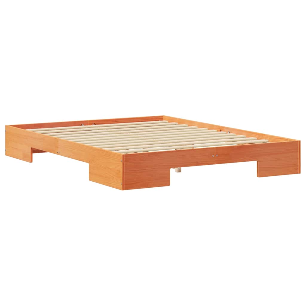 Struttura letto a terra Marrone Legno di pino massello