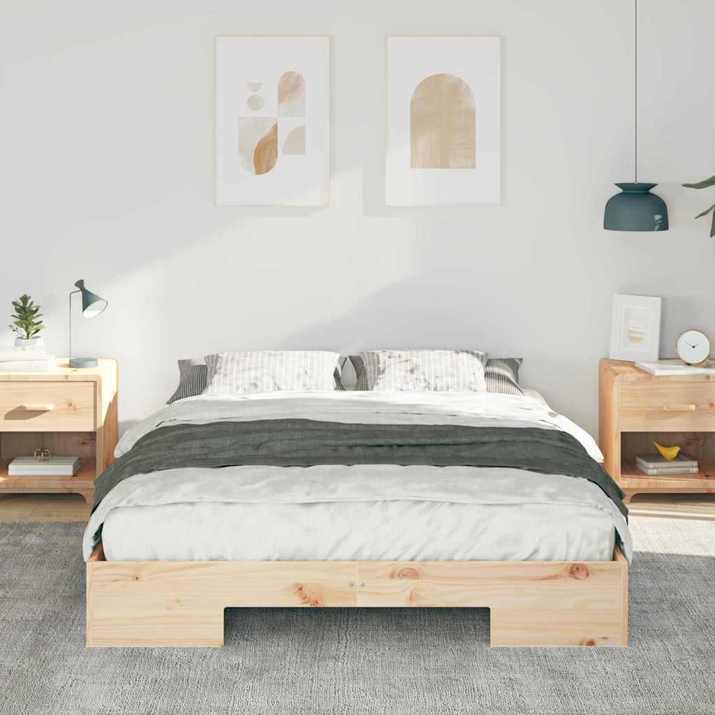 Struttura letto a terra Marrone Legno di pino massello