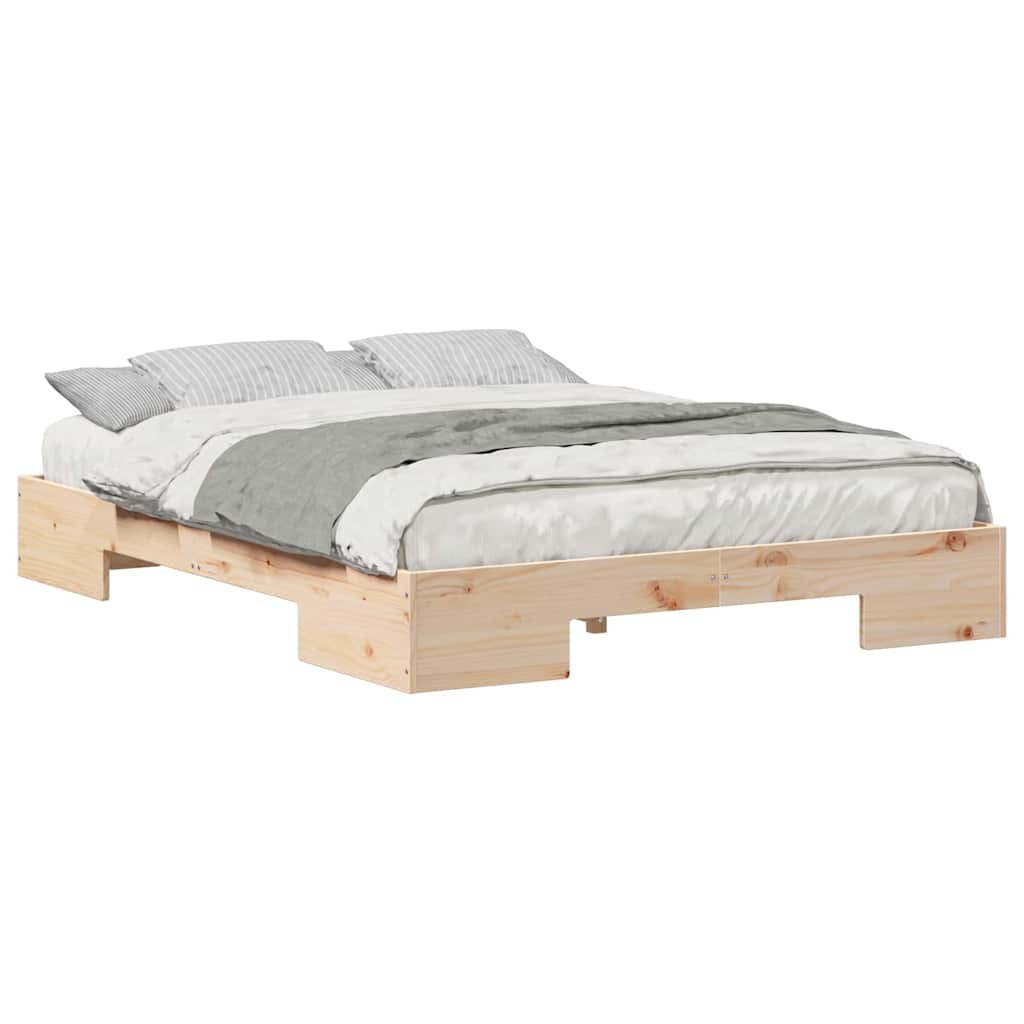 Struttura letto a terra Marrone Legno di pino massello