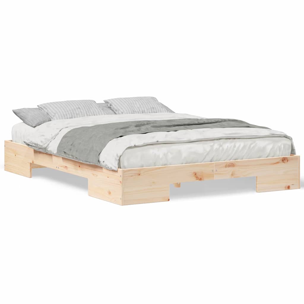 Struttura letto a terra Marrone Legno di pino massello