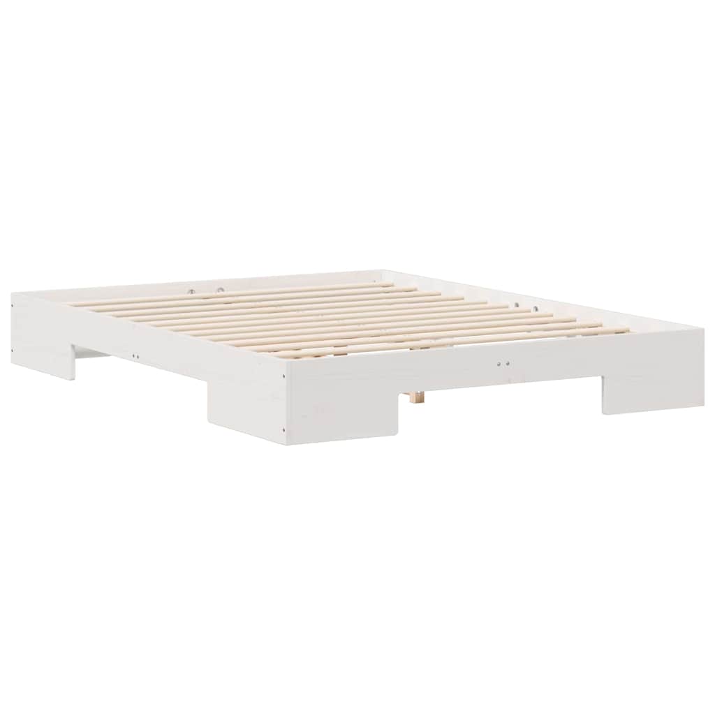 Struttura letto a terra Bianco Legno di pino massello