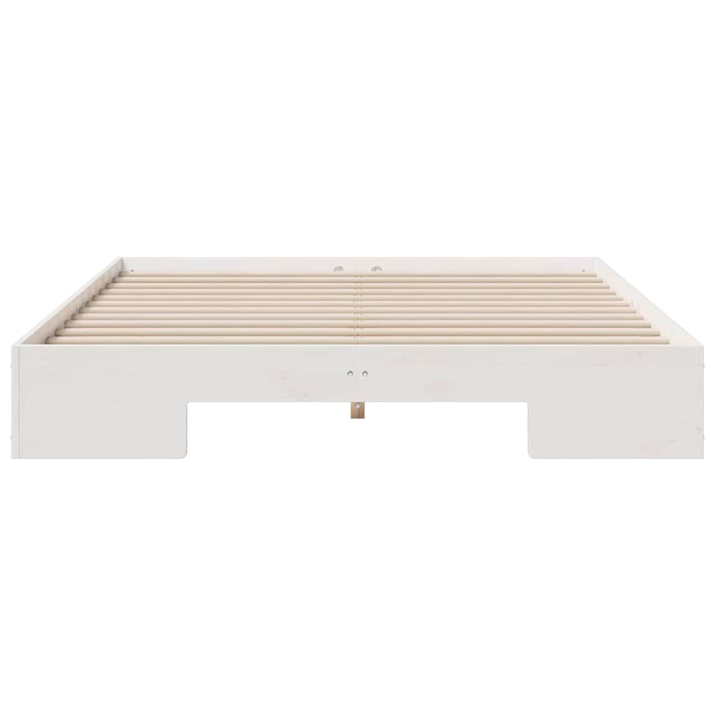 Struttura letto a terra Bianco Legno di pino massello