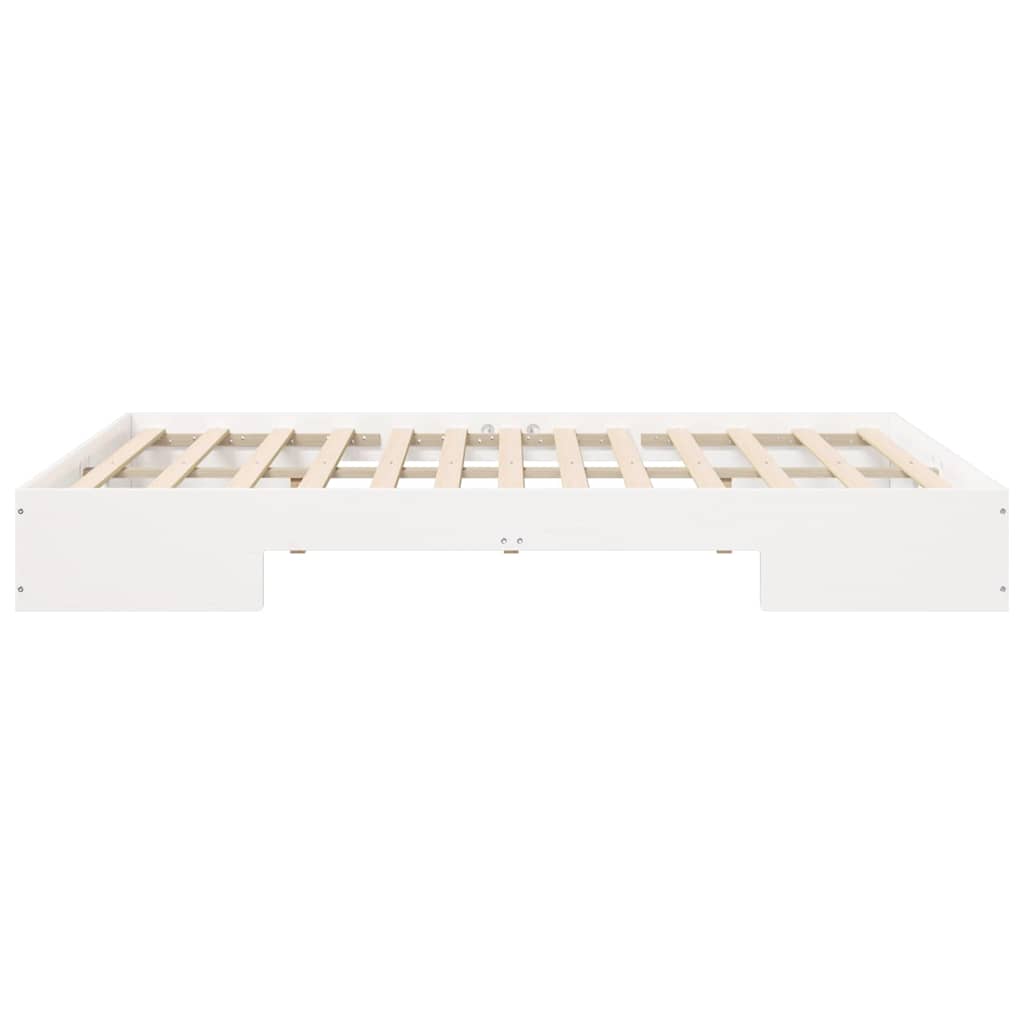 Struttura letto a terra Bianco Legno di pino massello