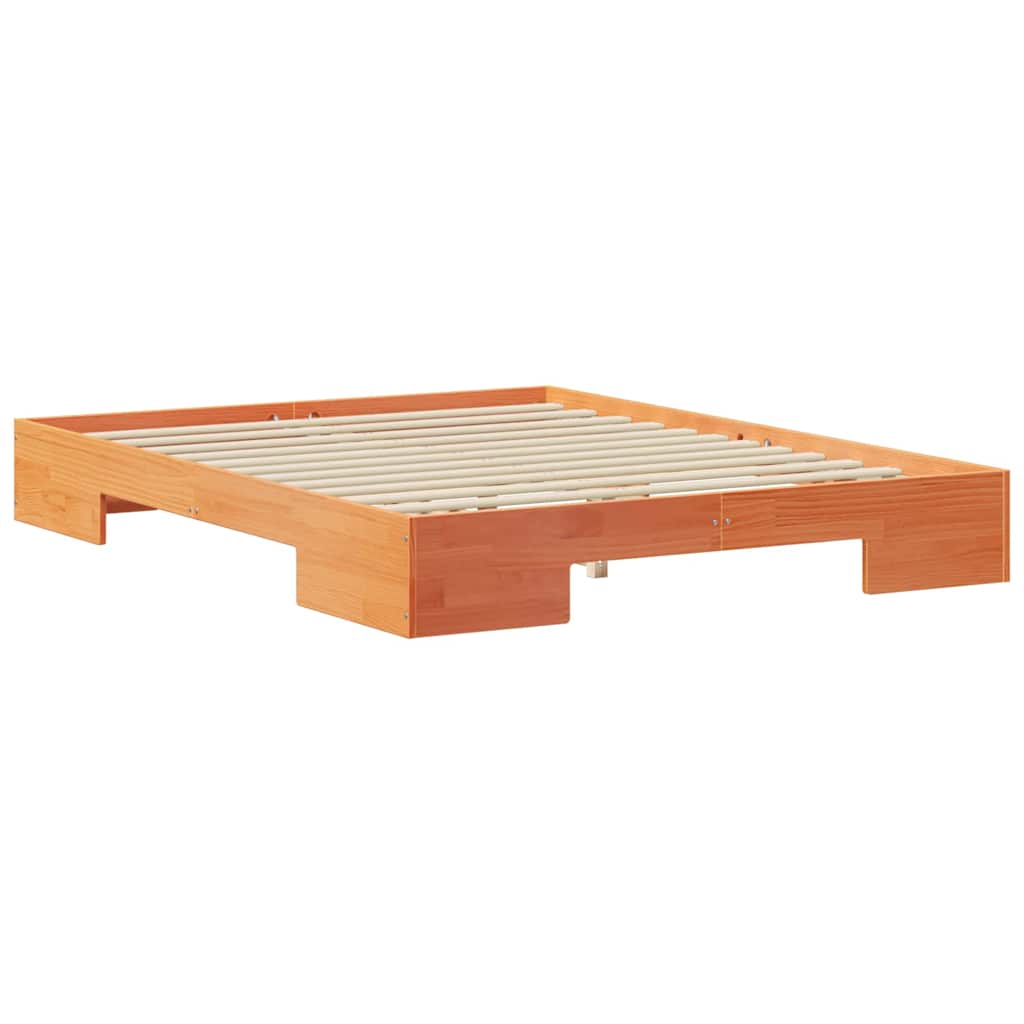 Struttura letto a terra Marrone Legno di pino massello