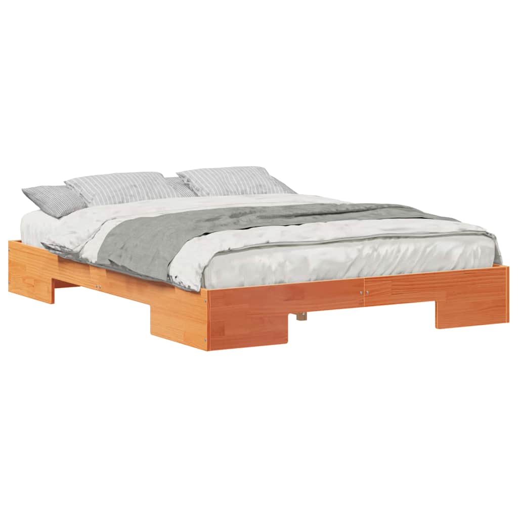 Struttura letto a terra Marrone Legno di pino massello