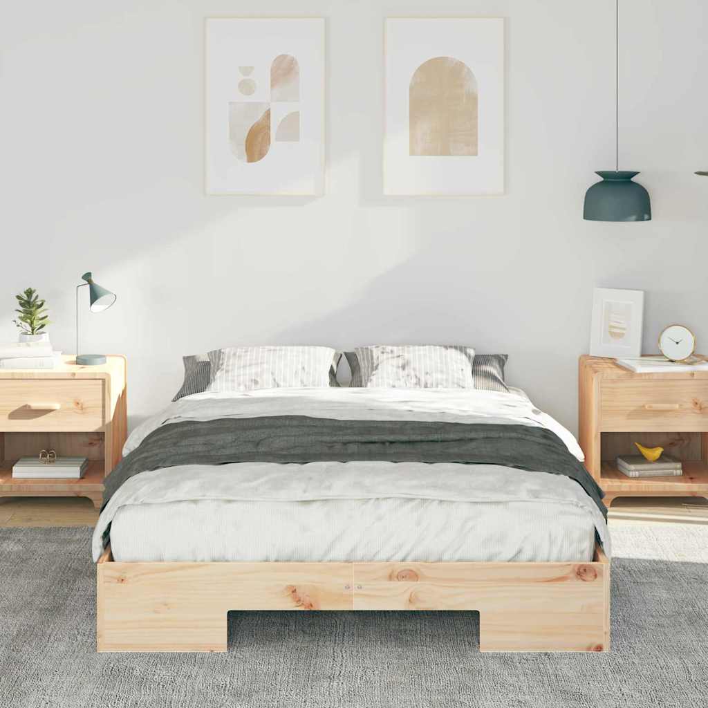 Struttura letto a terra Marrone Legno di pino massello