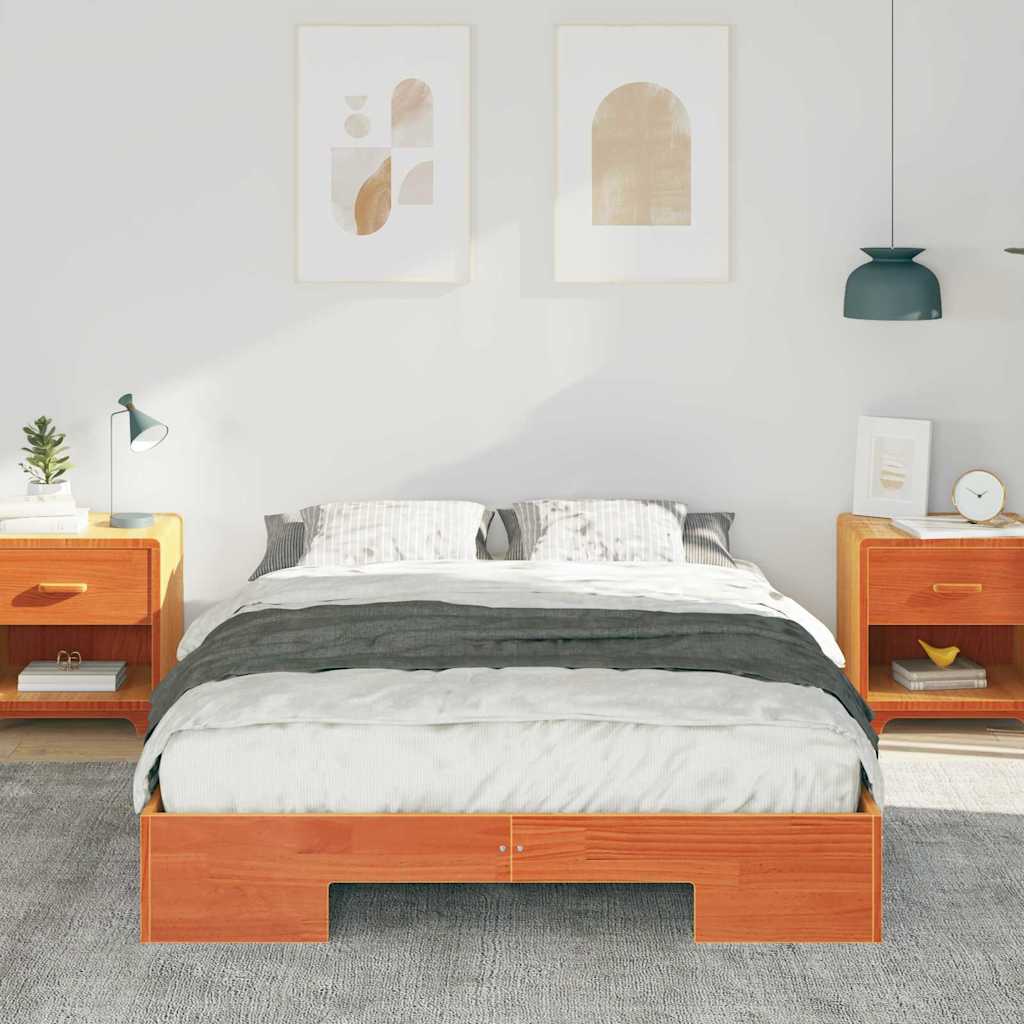 Struttura letto a terra Marrone Legno di pino massello