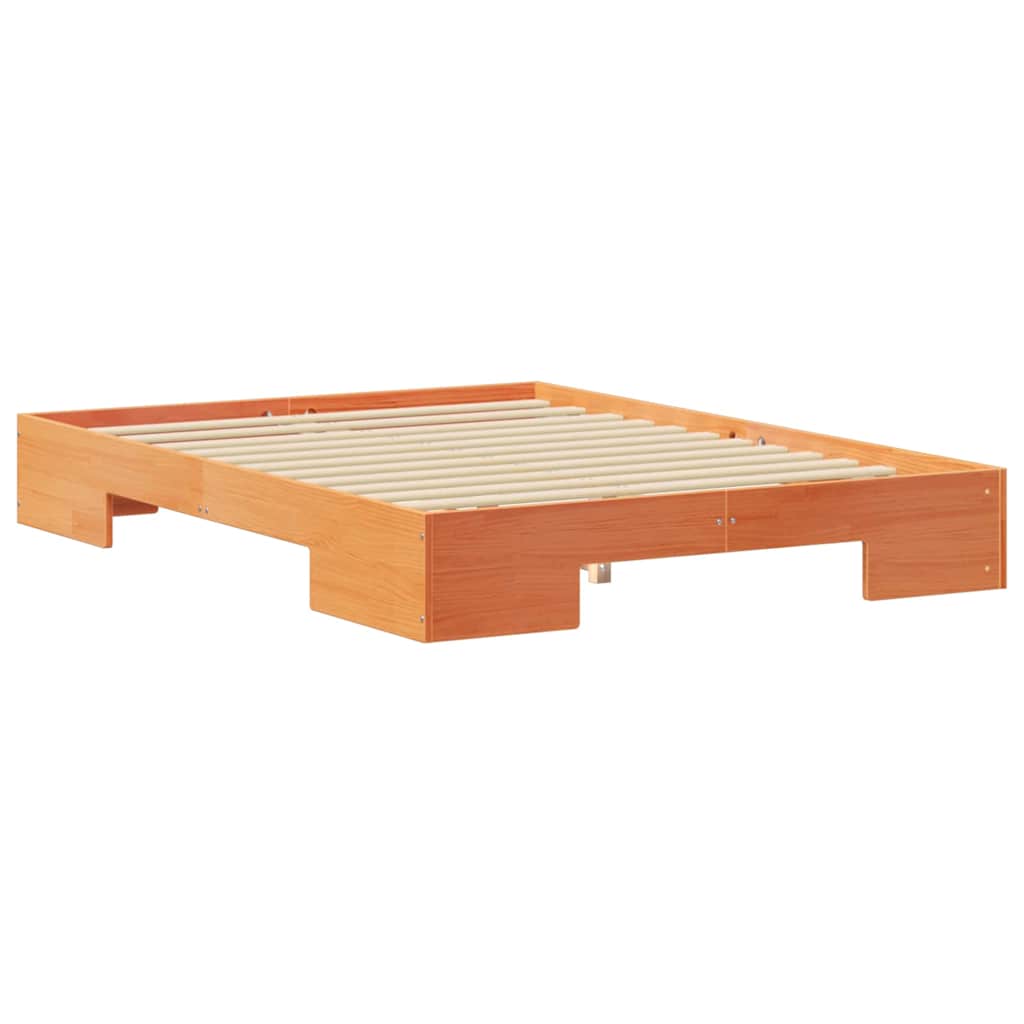 Struttura letto a terra Marrone Legno di pino massello