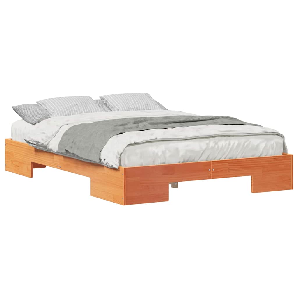 Struttura letto a terra Marrone Legno di pino massello