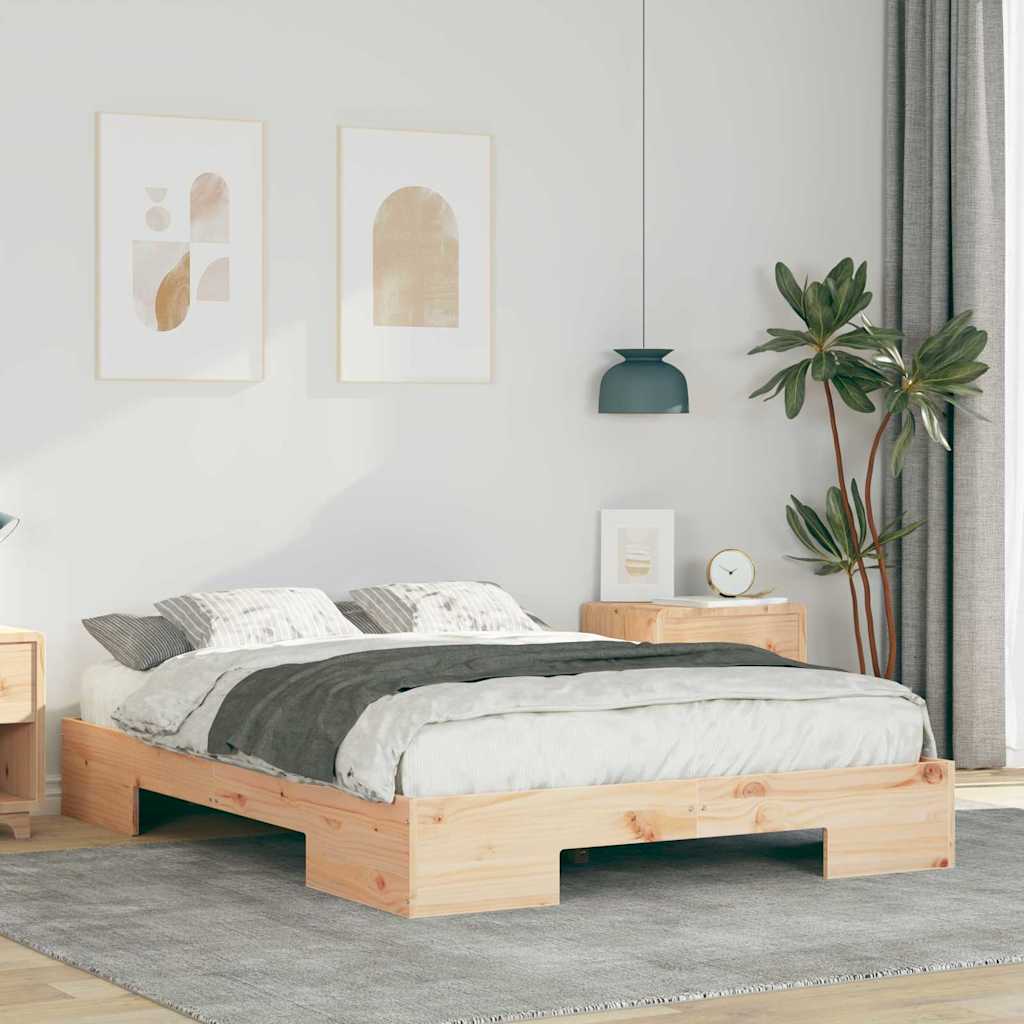 Struttura letto a terra Marrone Legno di pino massello