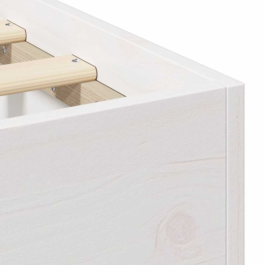 Struttura letto a terra Bianco Legno di pino massello