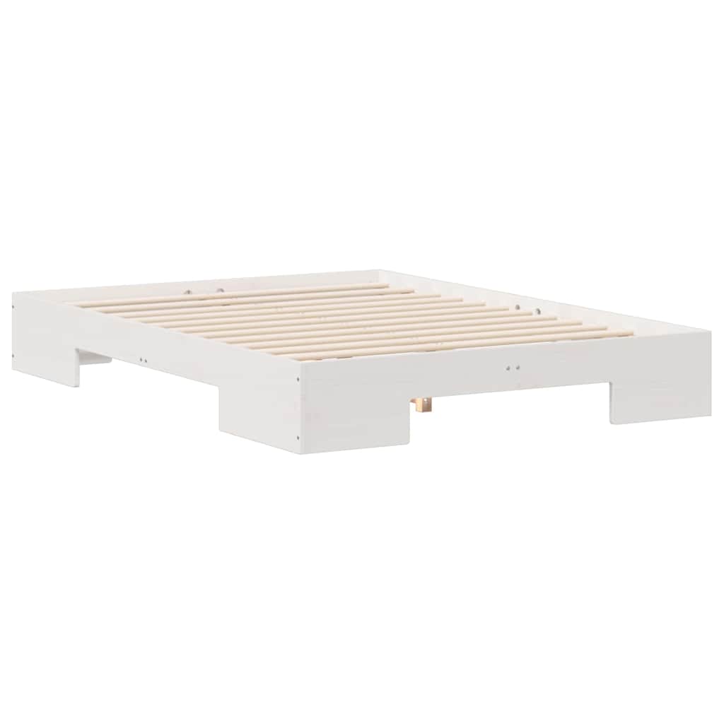 Struttura letto a terra Bianco Legno di pino massello
