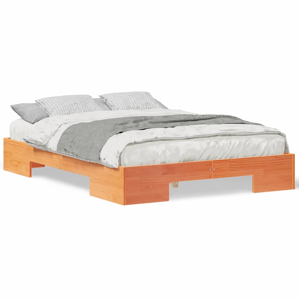 Struttura letto a terra Marrone Legno di pino massello