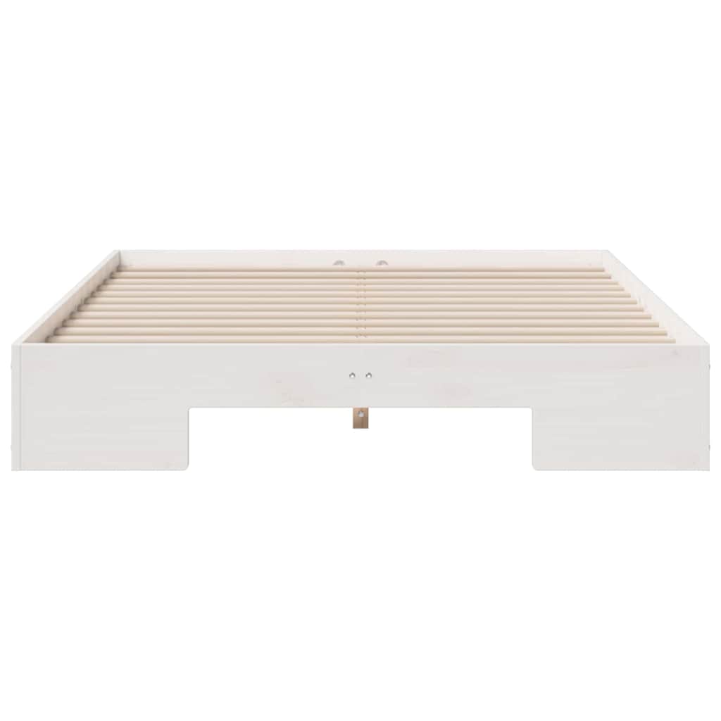 Struttura letto a terra Bianco Legno di pino massello