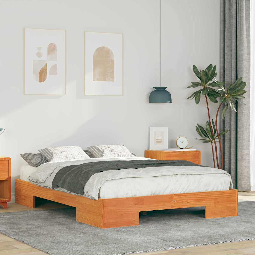 Struttura letto a terra Marrone Legno di pino massello
