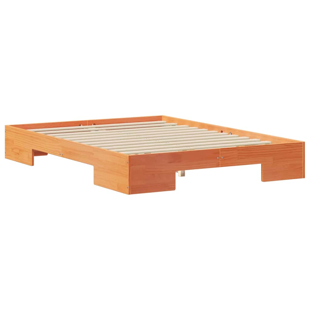 Struttura letto a terra Marrone Legno di pino massello
