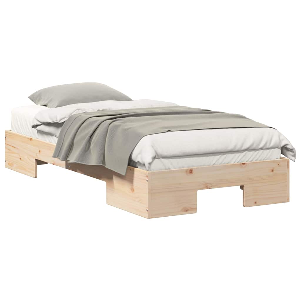 Struttura letto a terra Marrone Legno di pino massello