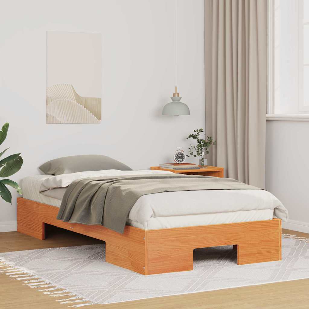 Struttura letto a terra Marrone Legno di pino massello