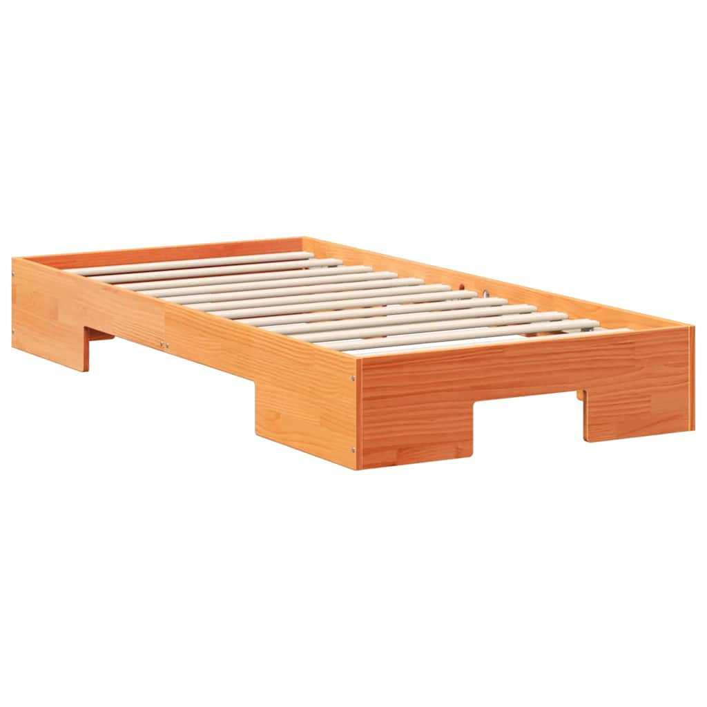 Struttura letto a terra Marrone Legno di pino massello