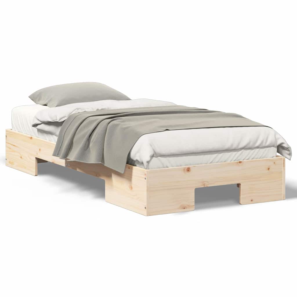 Struttura letto a terra Marrone Legno di pino massello