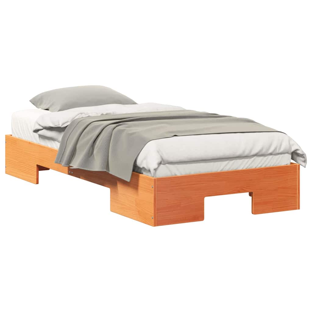 Struttura letto a terra Marrone Legno di pino massello
