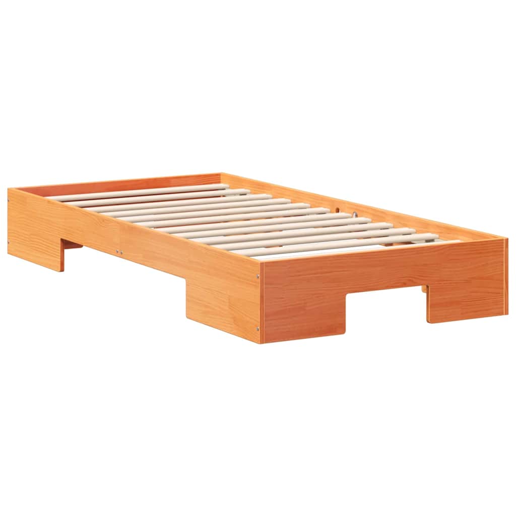 Struttura letto a terra Marrone Legno di pino massello