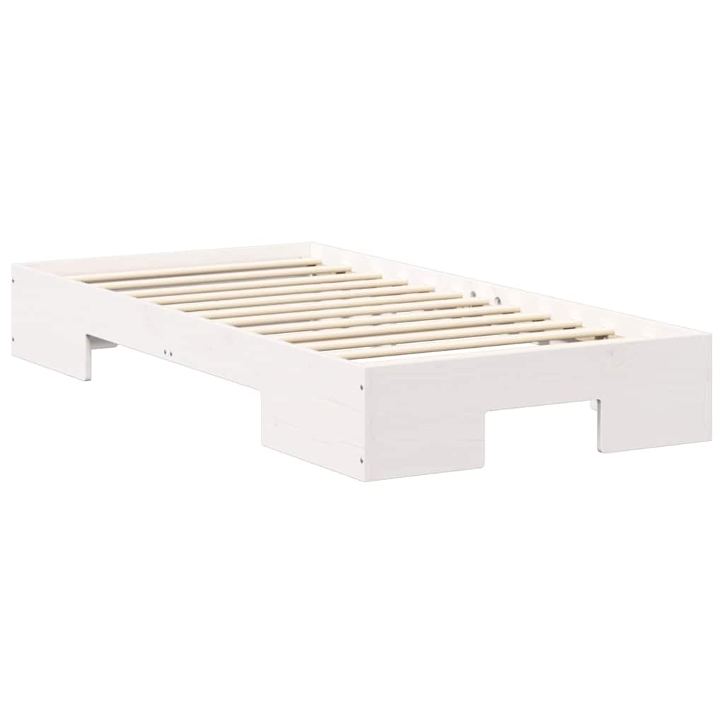 Struttura letto a terra Bianco Legno di pino massello