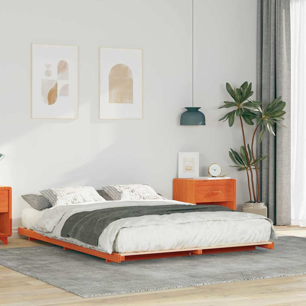Struttura letto a terra Cera marrone 150 x 200 cm