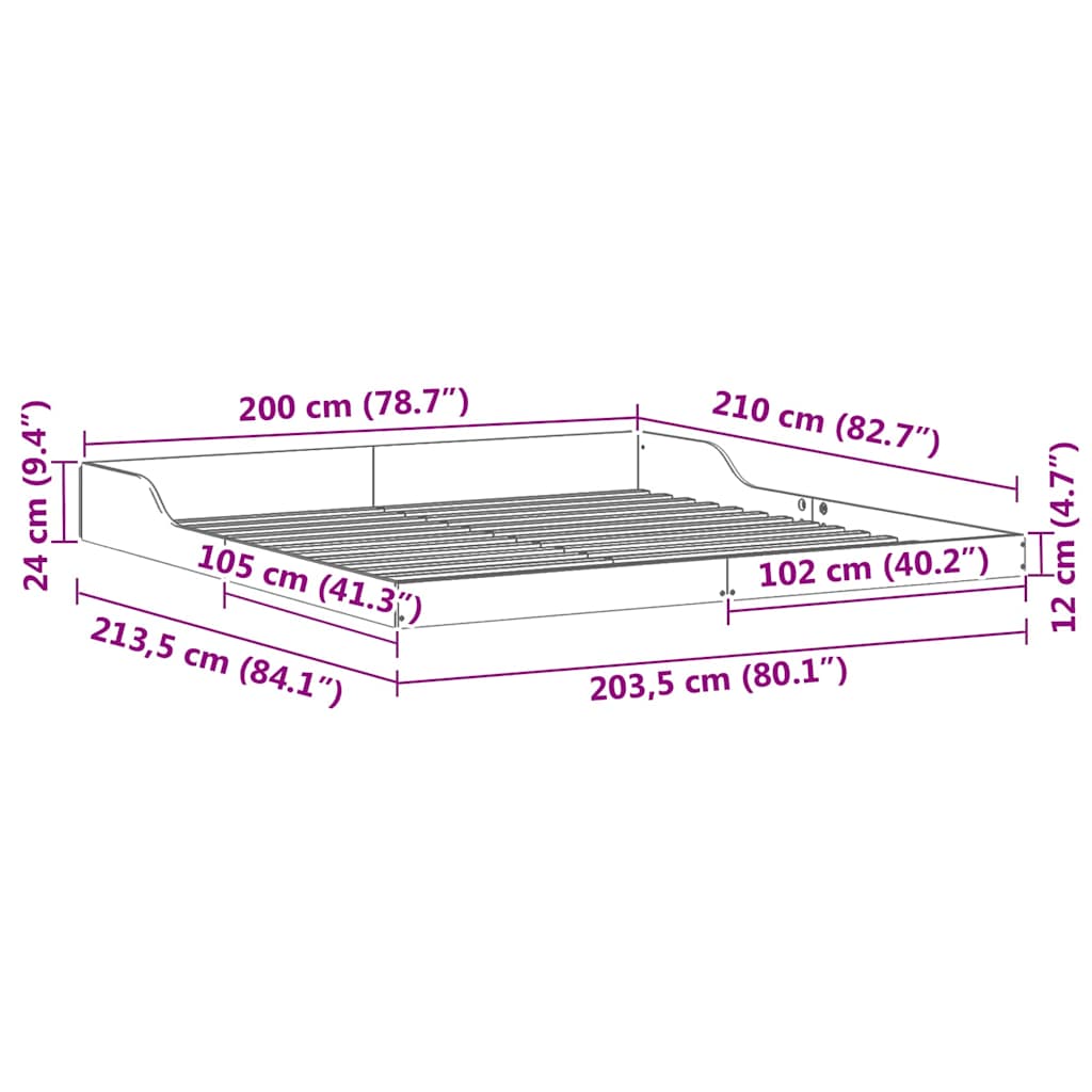 Struttura del letto Marrone cerato 200 x 210 cm Pino massello | homemem39