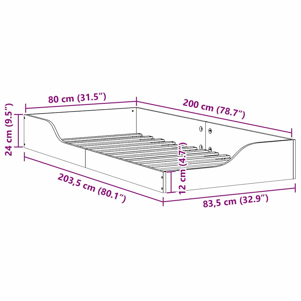 Struttura del letto Marrone 80 x 200 cm Pino massello | homemem39