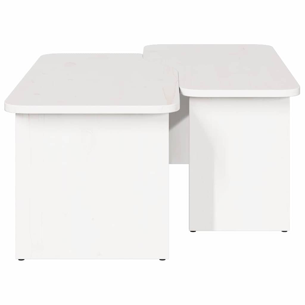Tavolino da salotto 2 pcs Bianco Legno di pino massello
