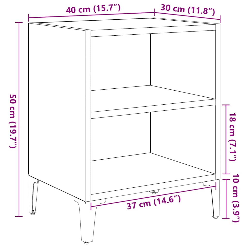 Armadio da Notte Rovere nero 40 x 30 x 50 cm Legno multistrato