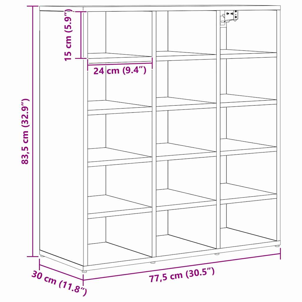 Mobile per scarpe Rovere artigianale 77,5 x 30 x 83,5 cm