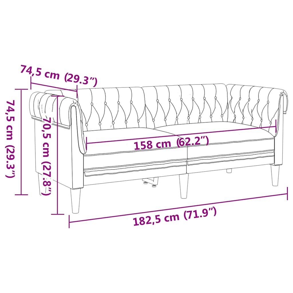 Set di divani 2 pcs Grigio scuro Tessuto