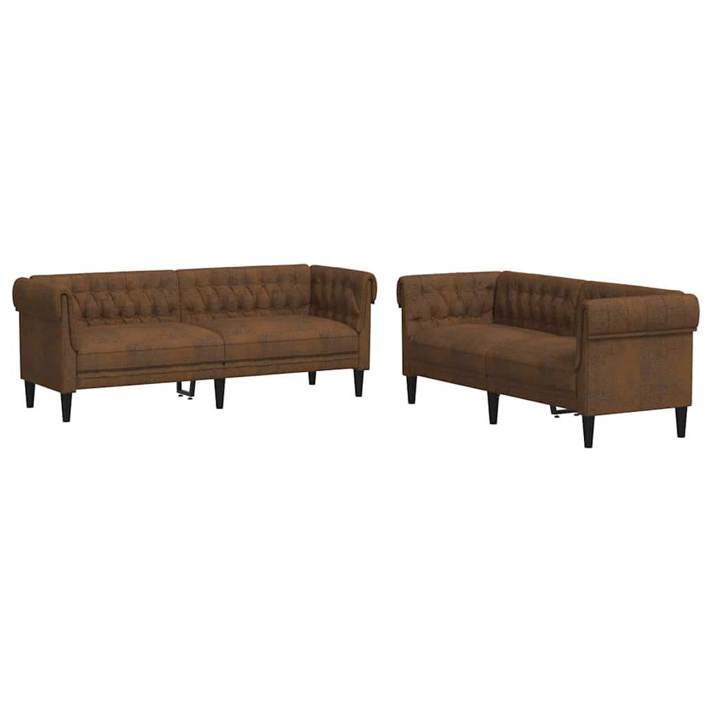 Set di divani 2 pcs Marrone 201.5 x 74.5 x 74.5 cm Tessuto