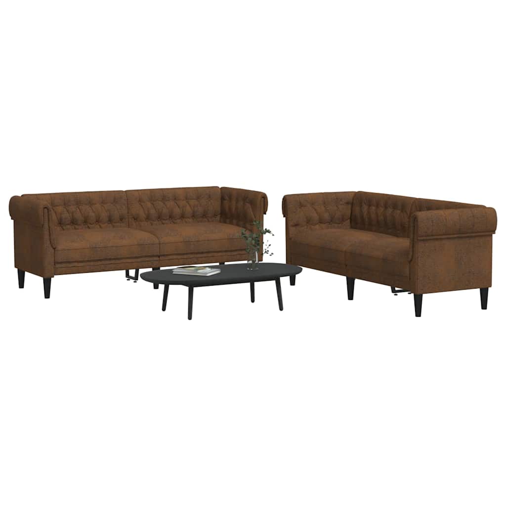Set di divani 2 pcs Marrone 201.5 x 74.5 x 74.5 cm Tessuto