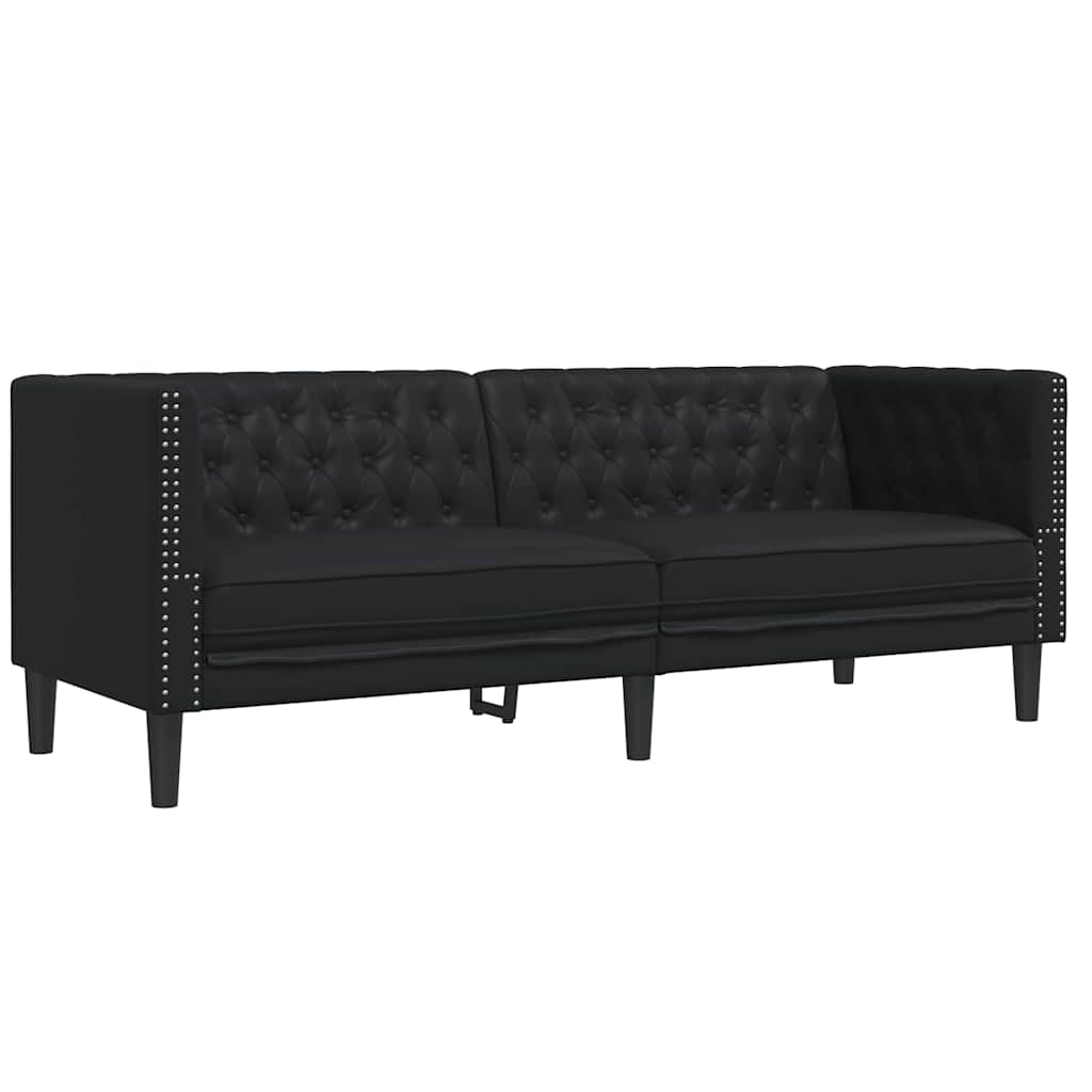 Set di divani 2 pcs Nero 194 x 74.5 x 70.5 cm Pelle sintetica