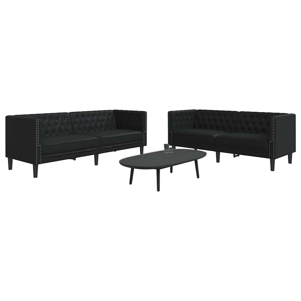 Set di divani 2 pcs Nero 194 x 74.5 x 70.5 cm Pelle sintetica