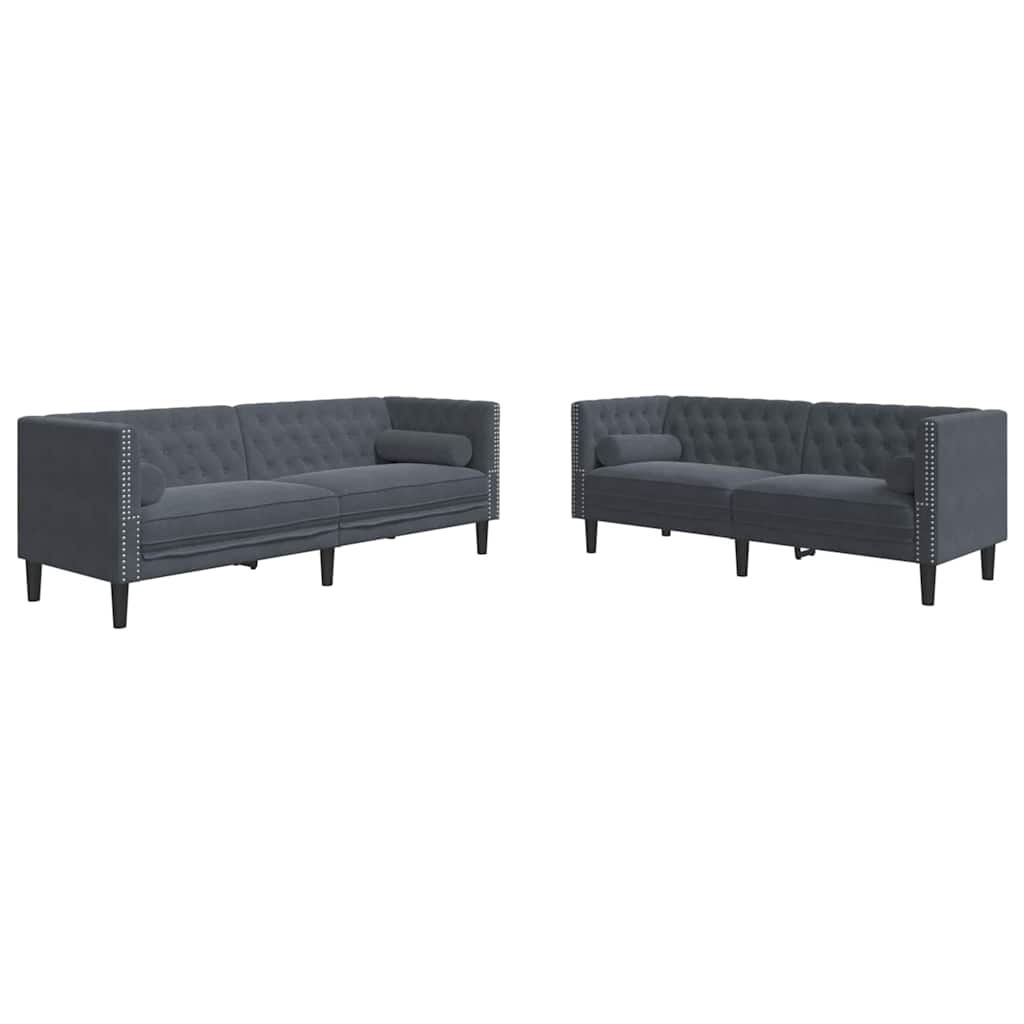 Set di divani 2 pcs Grigio scuro Velluto
