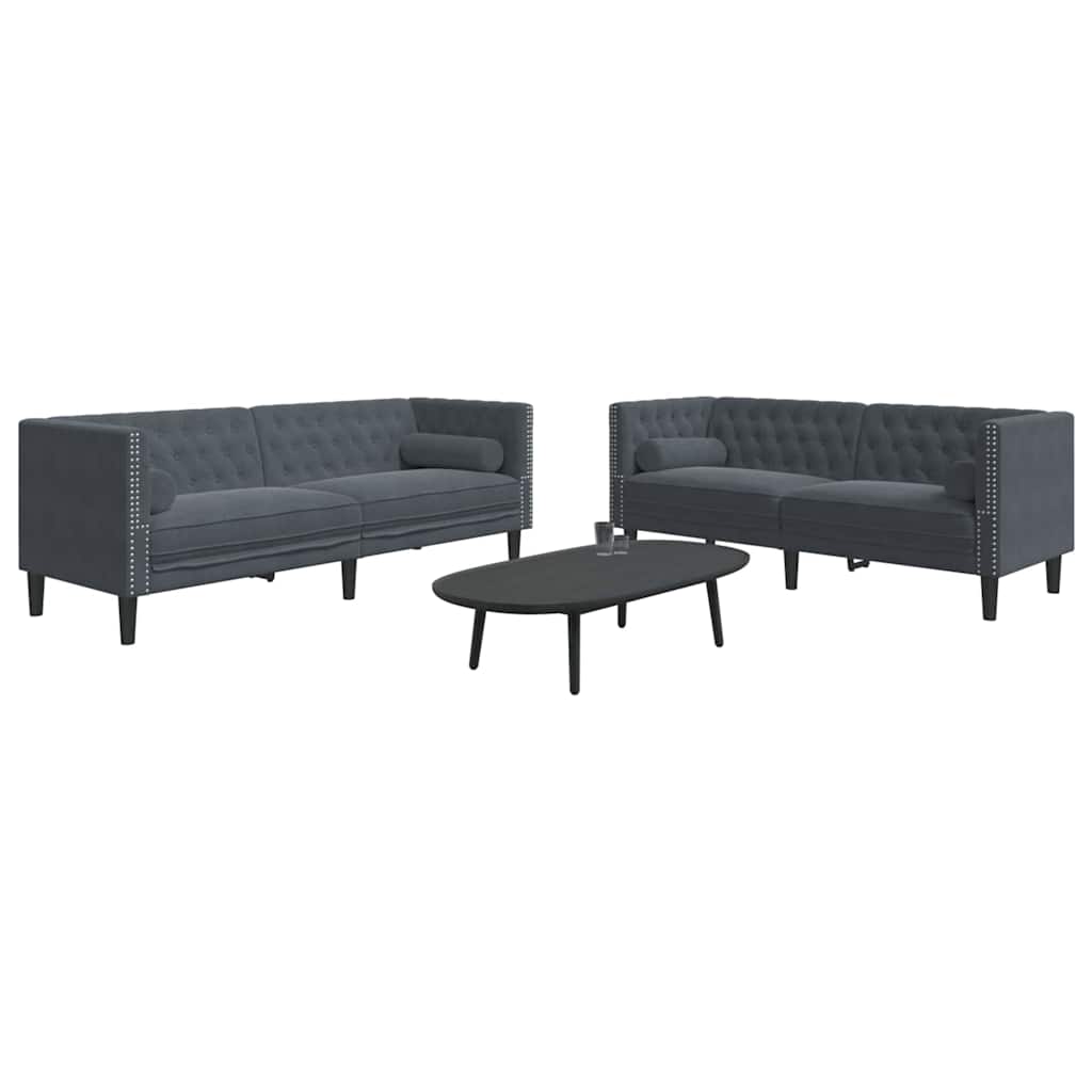 Set di divani 2 pcs Grigio scuro Velluto