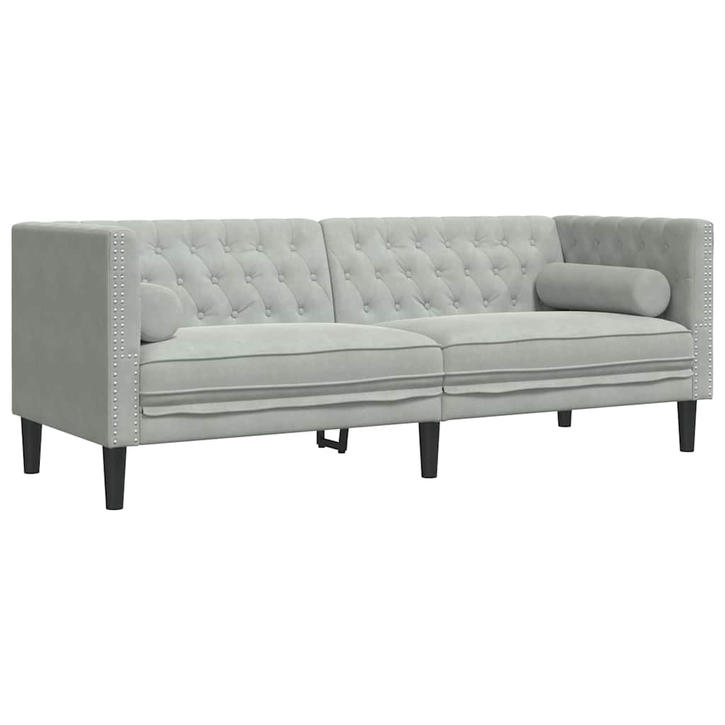 Set di divani 3 pcs Grigio chiaro Velluto