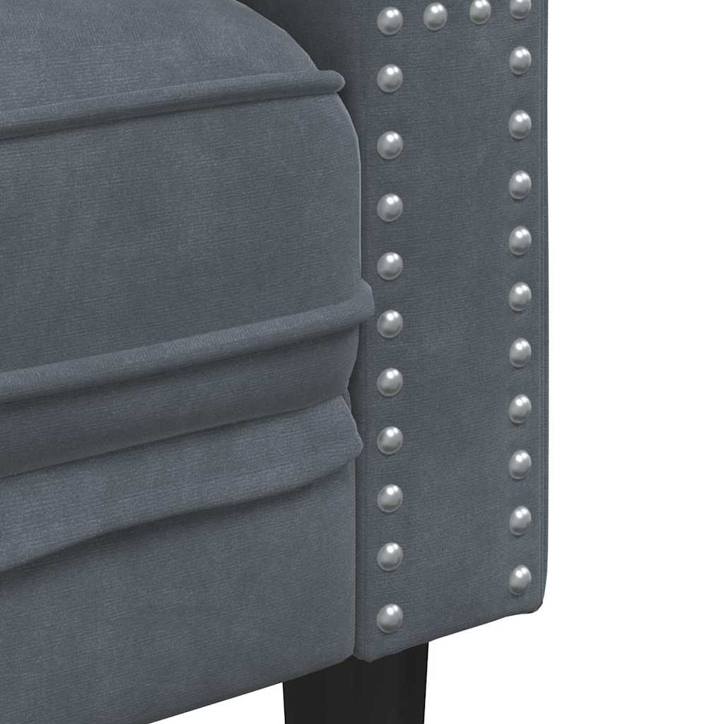 Set di divani 3 pcs Grigio scuro Velluto