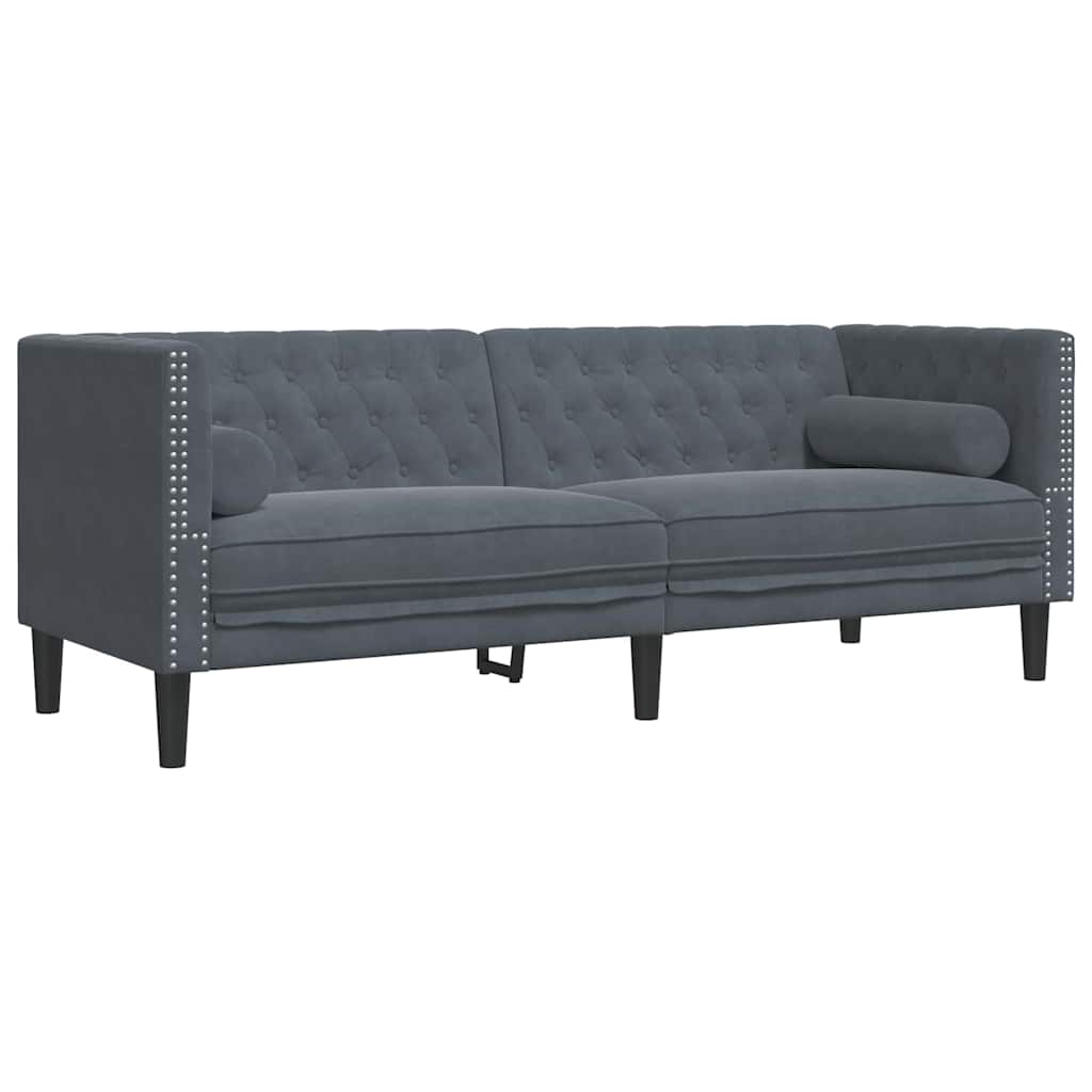 Set di divani 3 pcs Grigio scuro Velluto
